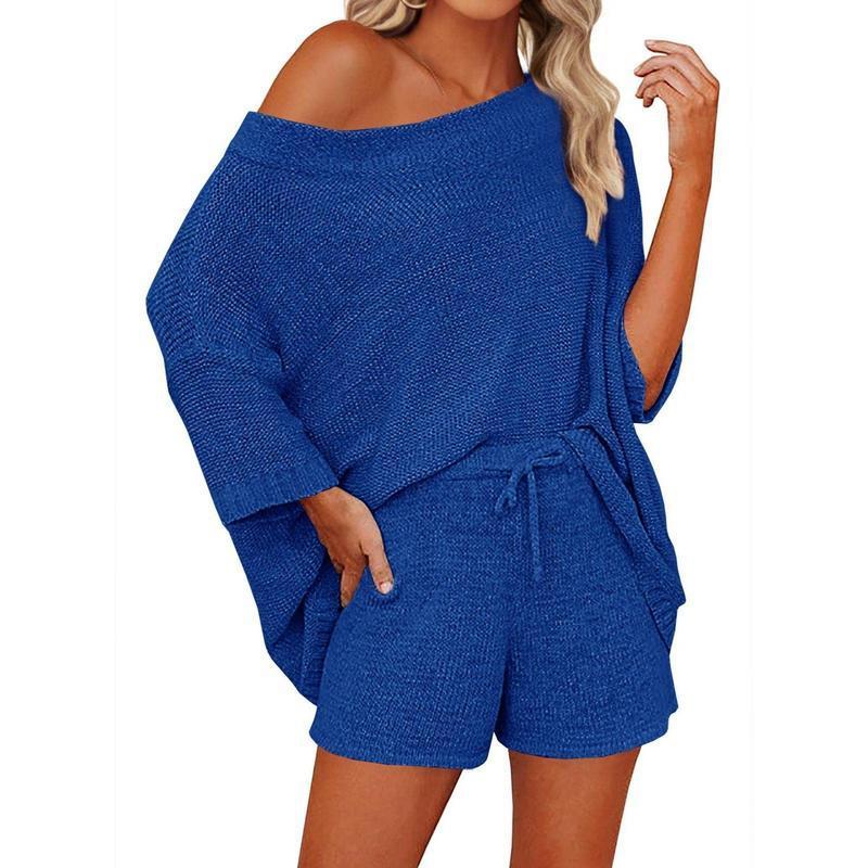 Women's 2 Piece Outfits Sweater Sets Off Shoulder Knit Top