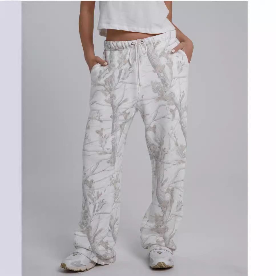 Autumn Winter Two Piece Sets Women Camouflage Hoodie Maple Leaf Print Sweatshirt Suit Sports Hoodie Sportswear