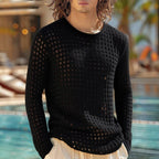 Mens Hollowed-out Mesh Fitness Top For Europe And The USsee-through Mesh Design