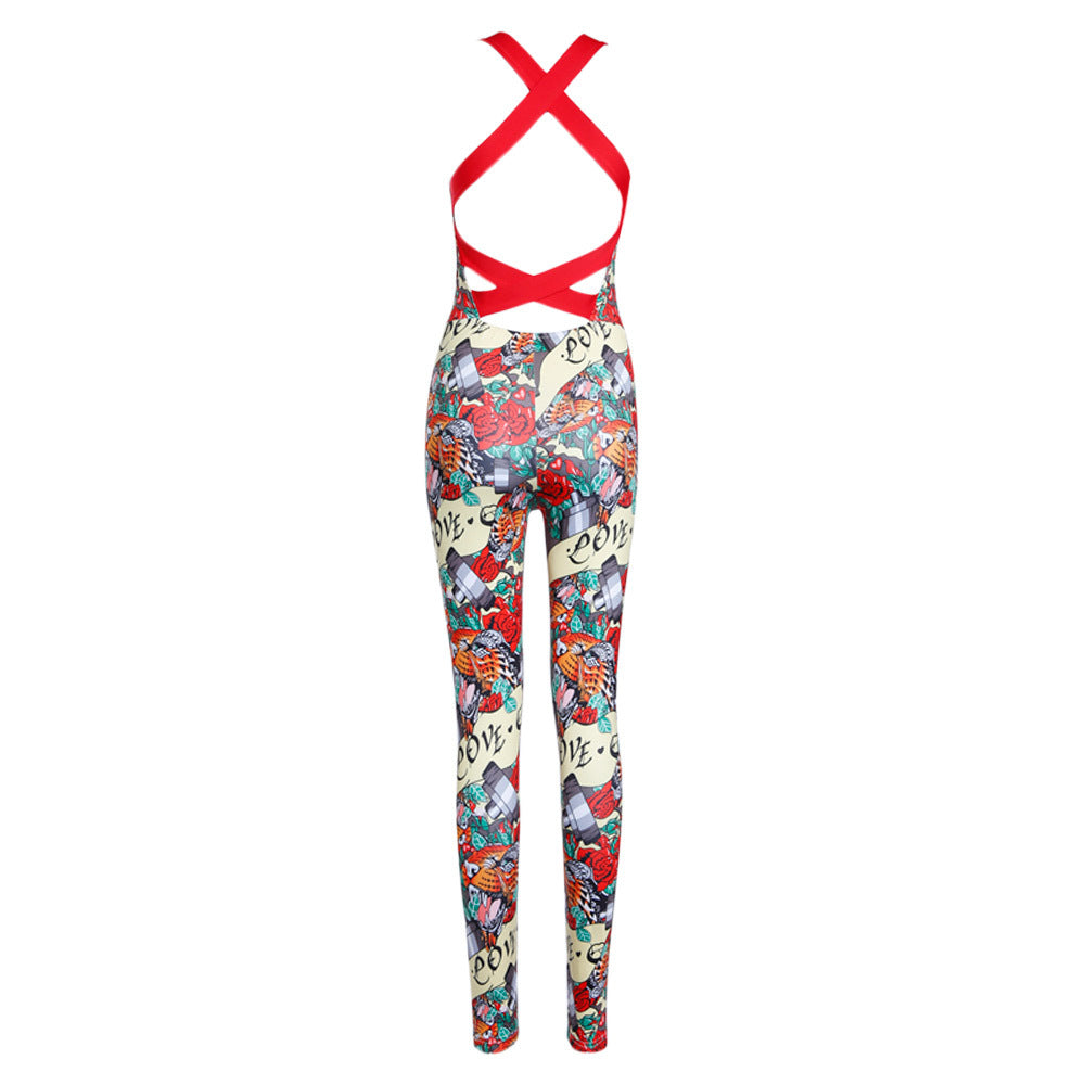 Casual Sports Sets Women's Printed One-piece Yoga Suit Female