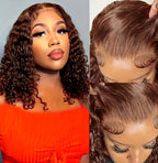 Women's Wig Front Lace Small Roll Brown Long Curling Iron Set