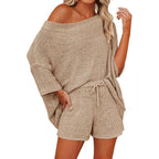 Women's 2 Piece Outfits Sweater Sets Off Shoulder Knit Top