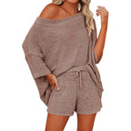 Women's 2 Piece Outfits Sweater Sets Off Shoulder Knit Top