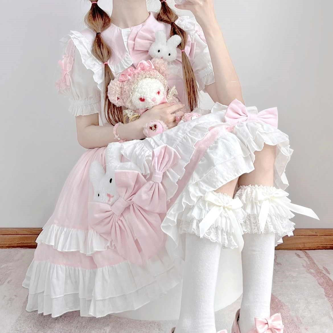 Cute Suspender Skirt Outfit Lolita Dresses Women