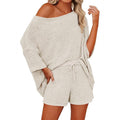Women's 2 Piece Outfits Sweater Sets Off Shoulder Knit Top