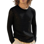 Mens Hollowed-out Mesh Fitness Top For Europe And The USsee-through Mesh Design