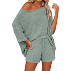 Women's 2 Piece Outfits Sweater Sets Off Shoulder Knit Top