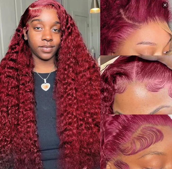 Women's Wig Front Lace Small Roll Brown Long Curling Iron Set