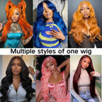 Womens Burgundy Long Curly Lace Wig Made From Heat-resistant Synthetic Fibers