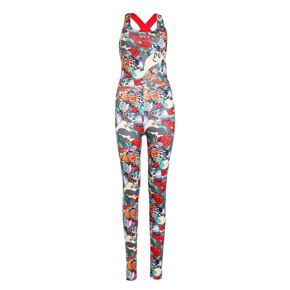 Casual Sports Sets Women's Printed One-piece Yoga Suit Female