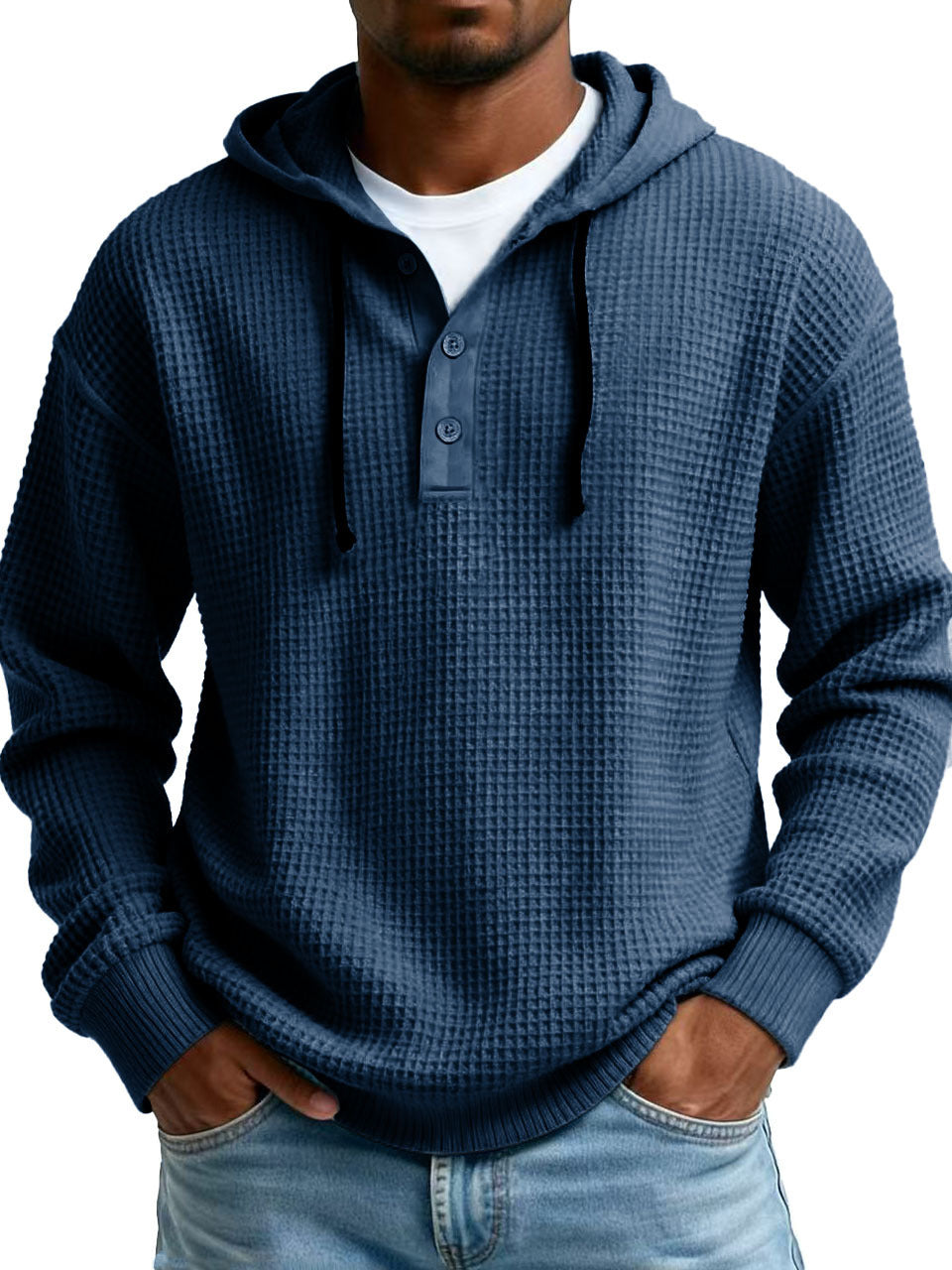 Mens Youth Ribbed Hooded Half-Zip Sweater