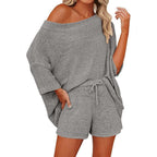 Women's 2 Piece Outfits Sweater Sets Off Shoulder Knit Top